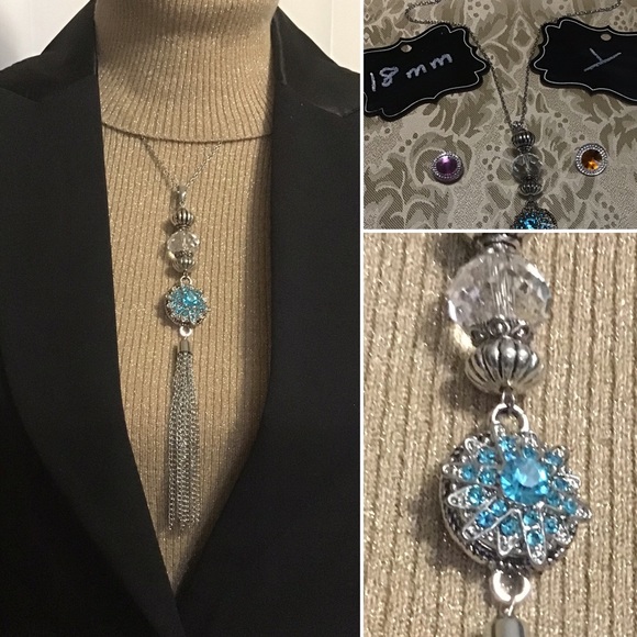 Jewelry - Fashion necklace long tassel bling snap on 18mm